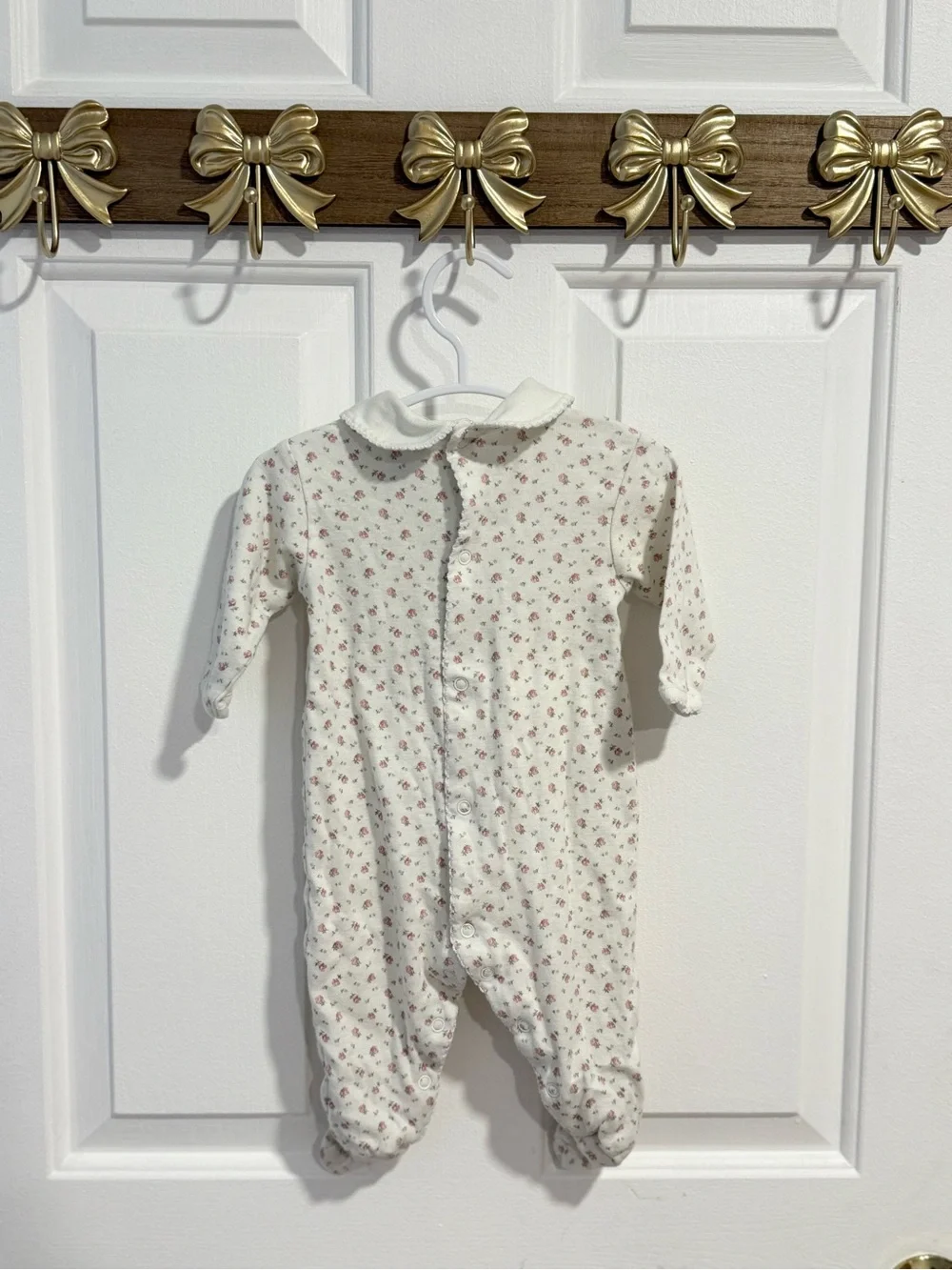 Ralph Lauren Floral Footed One-Piece for Babies - Cream with Pink Floral